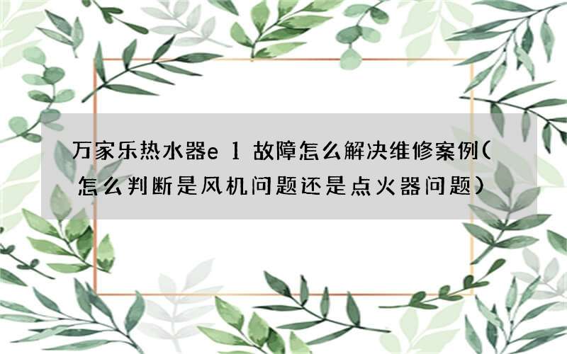 万家乐热水器e1故障怎么解决维修案例(怎么判断是风机问题还是点火器问题)